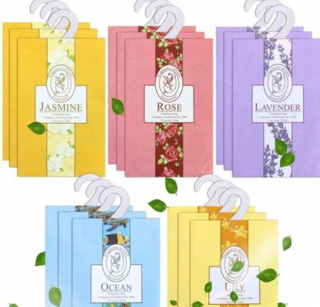 أكياس معطرة بالزهور للأدراج والخزائن، عطر منعش (مكون من 5 اكياس)