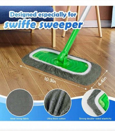 /1/قطعة من وسادات المسح القابلة لإعادة الاستخدام من ألياف فائقة الدقة، متوافقة مع مكانس المسح، أقمشة المسح الجاف والرطب، وسادات المسح القابلة للغسيل لتنظيف الأسطح/أرضيات الخشب الصلب (المكنسة غير مشمولة)