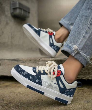 أحذية رياضية رجالية بتصميم ألوان متباينة مطبوعة ومرقعة ذات أصابع مستديرة منخفضة، أحذية كاجوال خارجية مخصصة للأزواج مناسبة لجميع المواسم