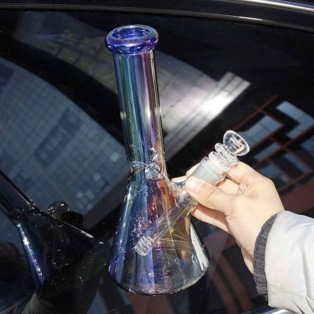 بونج زجاجي من The7boX، ١٠ بوصات، ١٤.٥ مم، بسيط، غليون تدخين، ملون، شيشة