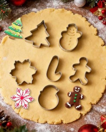 مجموعة من 5 قطع من قوالب بسكويت عيد الميلاد من الفولاذ المقاوم للصدأ - رجل خبز الزنجبيل، رجل الثلج، ندفة الثلج، شجرة عيد الميلاد، سانتا كلوز، أنماط على شكل عصا الحلوى - أدوات خبز بطابع عيد الميلاد، مجموعة قوالب بسكويت عيد الميلاد - مثالية للشتاء، خبز العطلات، المخابز، ديكورات حفلات عيد الميلاد والهدايا، هدايا تذكارية لحفلات عيد الميلاد، عناصر عيد الميلاد، مناسبة للبسكويت والكعك والفوندان والحلويات والمعجنات