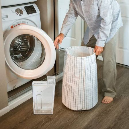 حاوية وموزع منظف الغسيل من كابيلوك، مناسبة للمنظفات السائلة ومنعم النسيج، مصنوعة من بلاستيك اكريلونتريل بوتادين ستايرين ABS، منظم لغرفة الغسيل، شفاف