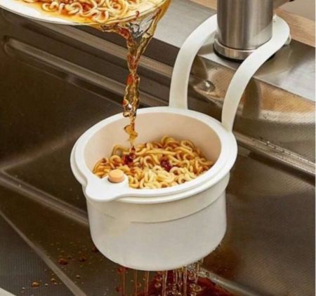 سلة مصفاة معلقة بتصميم إبداعي مع فتحات متعددة الوظائف وأداة تصريف سريعة لنفايات المطبخ وغطاء سفلي قابل للإزالة وسلة تخزين مطبخ وفاصل حوض كلاسيكي (لون عشوائي)