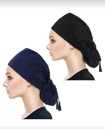 2 قبعة بعمل قابلة للتعديل مع أزرار، مبطنة بالساتان، شريط امتصاص العرق للقبعة، حزام خلفي مرن، تصميم مناسب للجنسين قطعتين