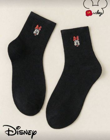 /5/أزواج من الجوارب متوسطة الطول للنساء مطرزة بنقشات كرتونية بزهور الأقحوان، جوارب سوداء، جوارب للأزواج، جوارب هدية عيد الميلاد للنساء