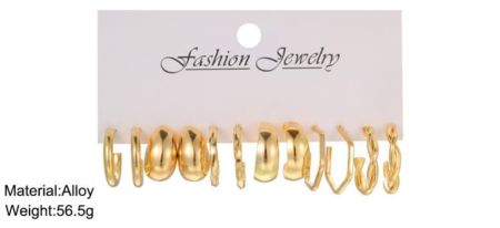 لون ذهبي أقراط أطواق دائرية عتيقة للنساء والفتيات بسيطة عصرية هندسية أقراط متدلية مجموعة مجوهرات عصرية للحفلات