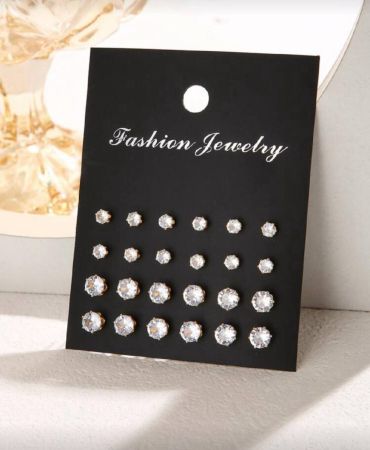 اقراط مسماري مكعب زركونيا زخرفة 12زواج/طقم