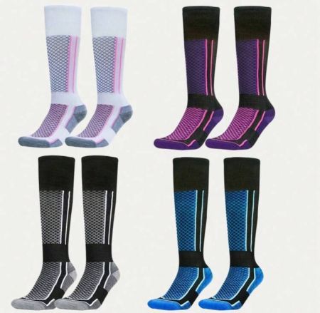 زوج جوارب تزلج خارجية، جوارب رياضية سميكة ودافئة للرجال والنساء في فصلي الخريف والشتاء