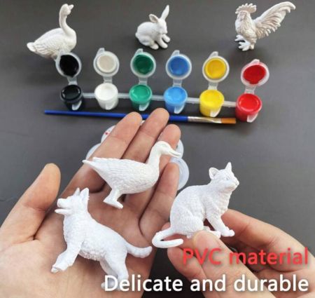 6 قطع مجموعة رسم حيوانات من البي في سي، ألواح بيضاء للرسم الحر، طقم فن حرفي DIY، هدية إبداعية لعيد الميلاد أو المناسبات