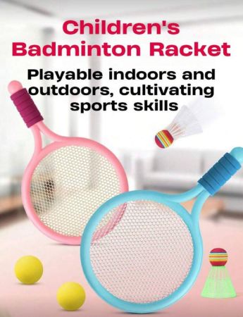 مضرب بادنتون/تنس أطفال مقاس صغير، لعبة رياضية ل- 2 لاعب للتفاعل بين الأهل والأطفال في الهواء الطلق، هدية عيد ميلاد/مناسبات للأولاد والبنات