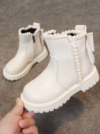 زوج واحد من أحذية الفتيات ذات القوس من مادة البولي يوريثان، أحذية مسطحة لطيفة مناسبة للخريف والشتاء