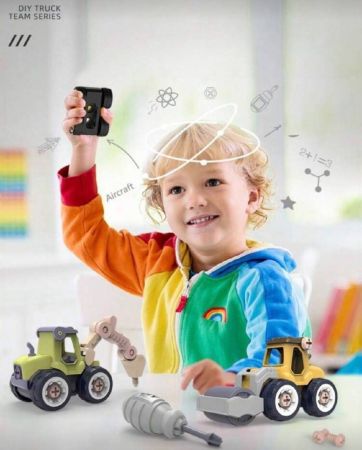 لعبة مركبة بناء قابلة للتفكيك DIY مجموعة تجميع الصواميل مع وظائف الحفر والانزلاق، تفاعل الأهل والأطفال، هدية عيد الميلاد والكريسماس للأطفال