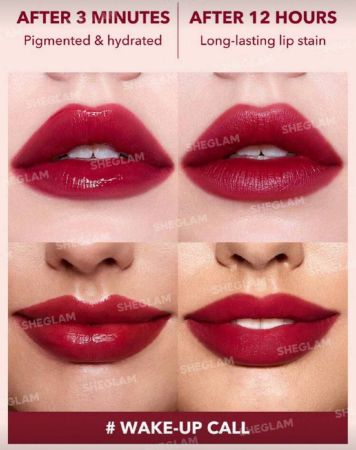 SHEGLAM أحمر شفاه سائل من Take A Hint-Wake-Up Call-ملمع شفاه متغير اللون يدوم طويلاً-لمسة نهائية شديدة اللمعان-مرطب شفاه غير لاصق يدوم طوال اليوم-للشفاه الجافة-هدايا عيد الميلاد والشتاء-أحمر شفاه سائل روج علامة تجارية جمال مكياج مستحضرات تجميل للنساء الفتيات مثالي لفصل الخريف الشتاء مثالي ل- Y2K أزياء أنيقة هدية حفلة جاهز أفضل لون