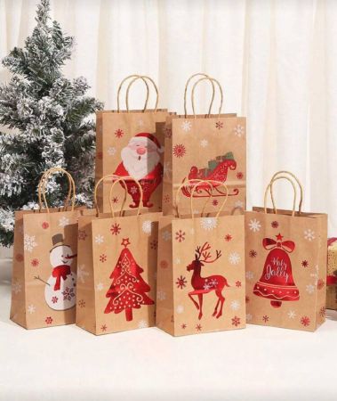 6 حقائب هدايا عيد الميلاد بشكل بابا نويل وشجرة عيد الميلاد وأيل، لحفلات عيد الميلاد، حقائب يدوية هدايا DIY وإكسسوارات الديكور
