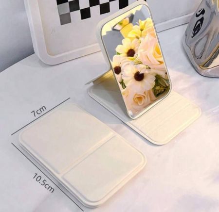 مرآة مكياج قابلة للطي، مرآة مكياج محمولة باليد، بسيطة وقابلة للطي للمكتب في السكن الطلابي، مرآة تجميل