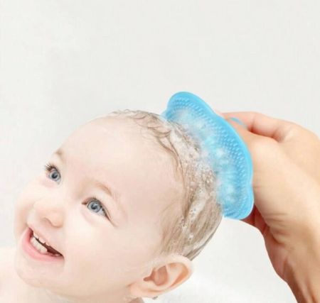 طقم فرشاة ومشط سيليكون للرضع 5قطعة لإزالة قشرة الرأس أثناء الاستحمام.