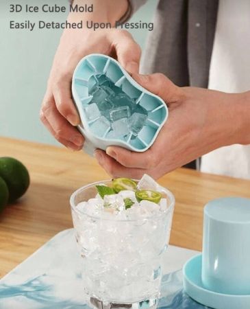 قالب سيليكون ثلاجة محمول ثلاجي 3D ، قالب ثلج سيليكوني سهل الإصدار، يحتوي على ما يصل إلى 40 مكعب ثلج لصنع مثلجات الآيس كريم والأيوغرت والحلوى ومكعبات الثلج ، مثالي للحفلات والسفر والزفاف والأعياد والتخرج والمطبخ والخارج