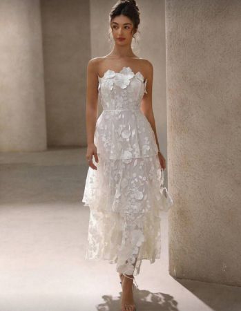 Aveloria Rosie فستان أنيق بلون أحادي بزهرة ثلاثية الأبعاد لحفلات، بتصميم عالي الجودة، مناسب للربيع والصيف وعيد الحب