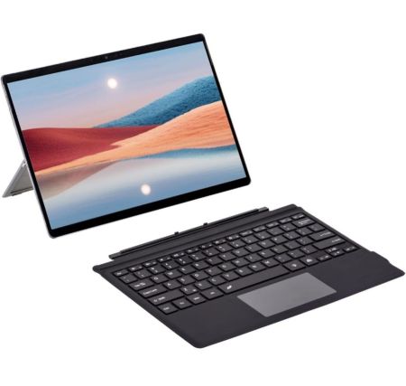 غطاء حماية لجهاز Microsoft Surface Pro 7 Plus/Pro 7 / Pro 6 / Pro 5 / Pro 4 / Pro 3، مقاس 12.3 بوصة، لوحة مفاتيح لاسلكية فائقة النحافة مع لوحة لمس متعددة بلوتوث (أسود)