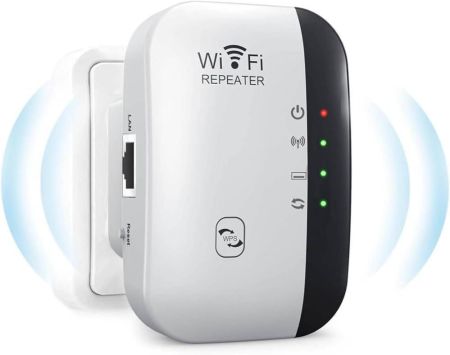 معزز إشارة WiFi حتى 3000 قدم مربع و28 جهازًا، موسع نطاق WiFi، مكرر إنترنت لاسلكي، مكبر صوت طويل المدى مع منفذ إيثرنت، إعداد بمفتاح واحد، نقطة وصول، متوافق مع Alexa شاهد المزيد