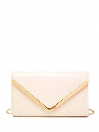 Women'S White Clutch Bag Square Shape