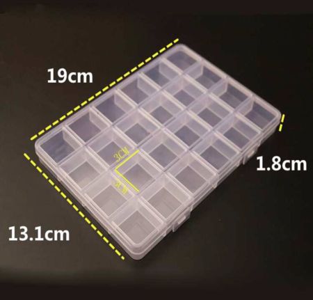 صندوق تخزين مجوهرات شفاف ثابت مكون من 24 حجرة، من البولي بروبلين، للتغليف وتنظيم وتخزين معدات الصيد والخرز وأحجار الراين لتزيين الأظافر وإكسسوارات الرسم